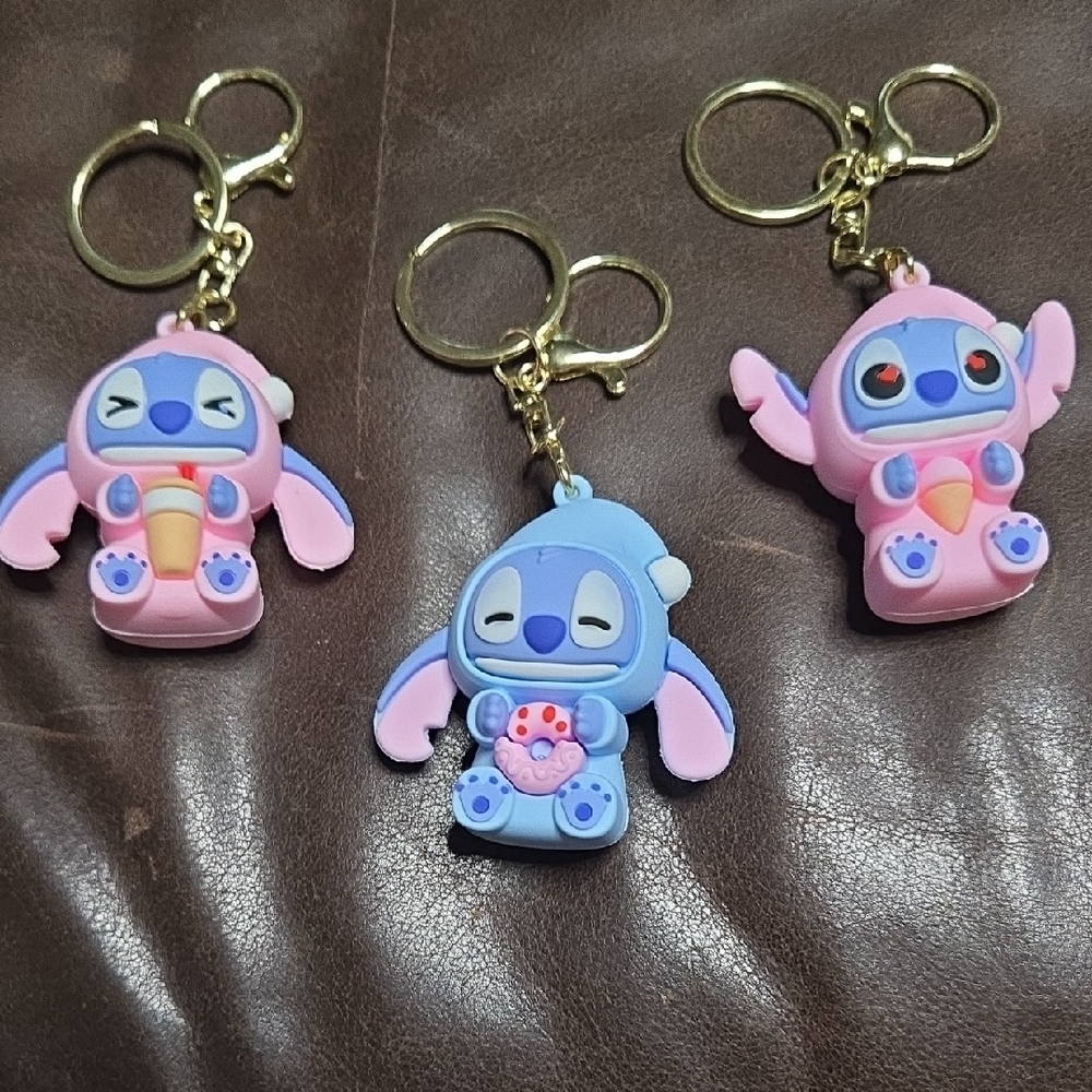 Charming Pink and Blue Stich Keychain
